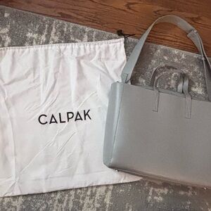 Calpak Elegant Silver Tote Bag
